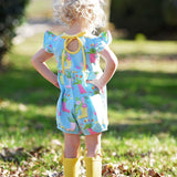 April Showers Rainboot Print Knit Romper